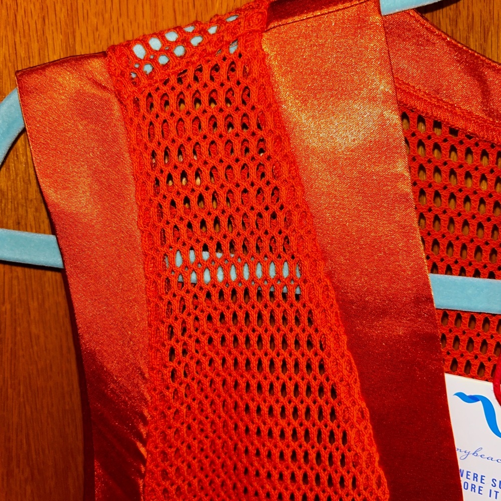 My Beachy Side Gold Flame Orange Mesh Dress Sleeveless Coverup - Picture 5 of 8